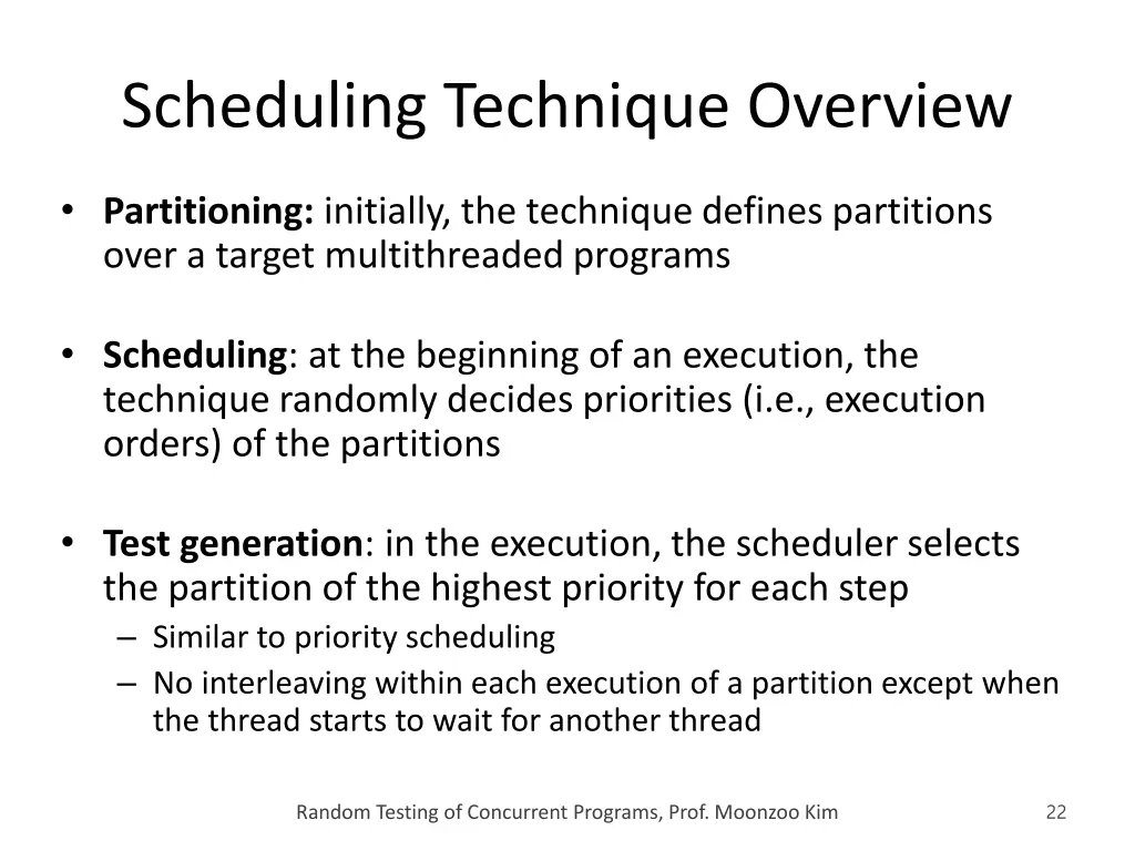 scheduling technique overview