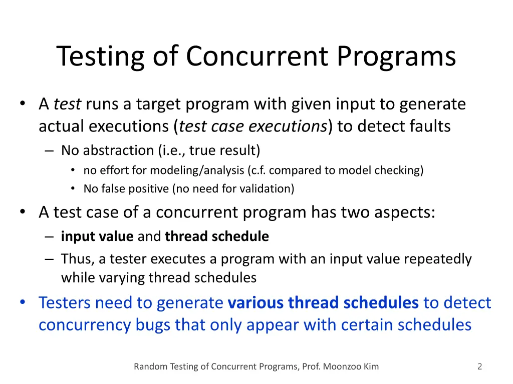testing of concurrent programs