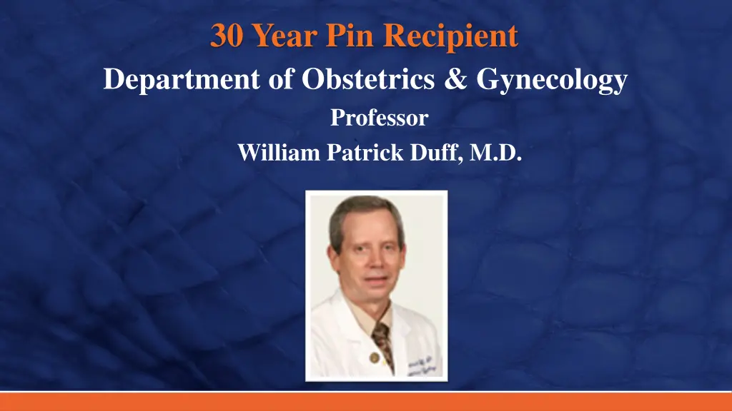 30 year pin recipient department of obstetrics
