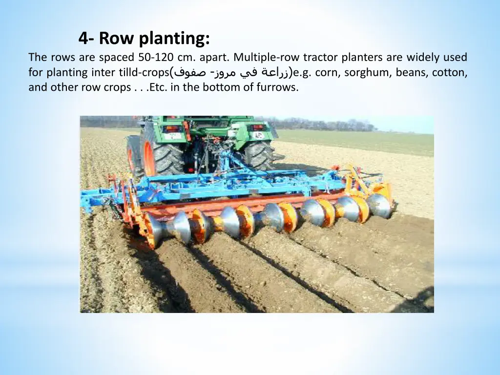 4 row planting the rows are spaced