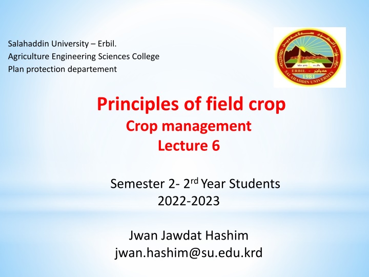 salahaddin university erbil agriculture