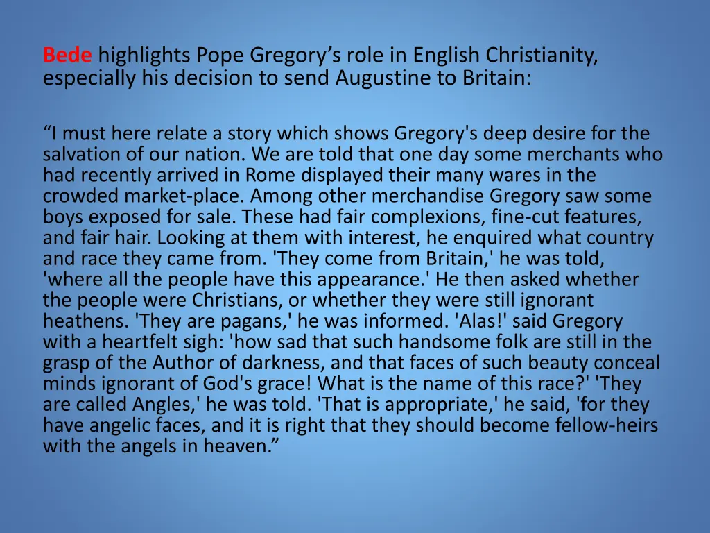 bede highlights pope gregory s role in english