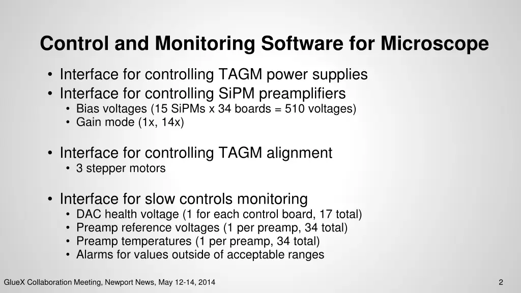 control and monitoring software for microscope