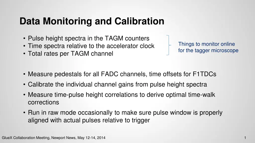 data monitoring and calibration
