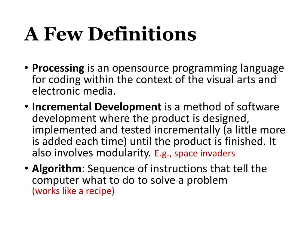 a few definitions
