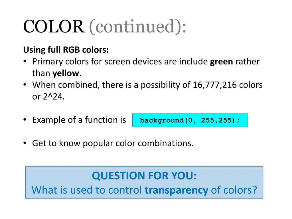 color continued