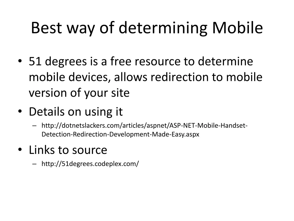 best way of determining mobile
