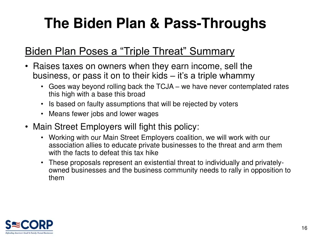 the biden plan pass throughs 14