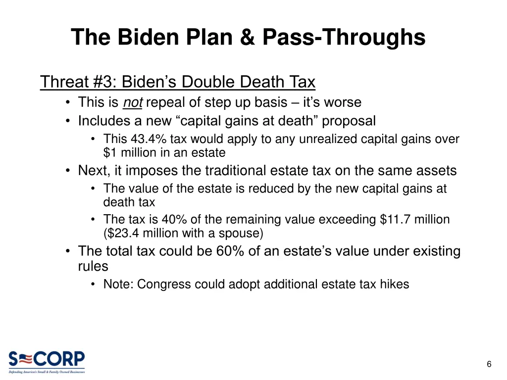 the biden plan pass throughs 4