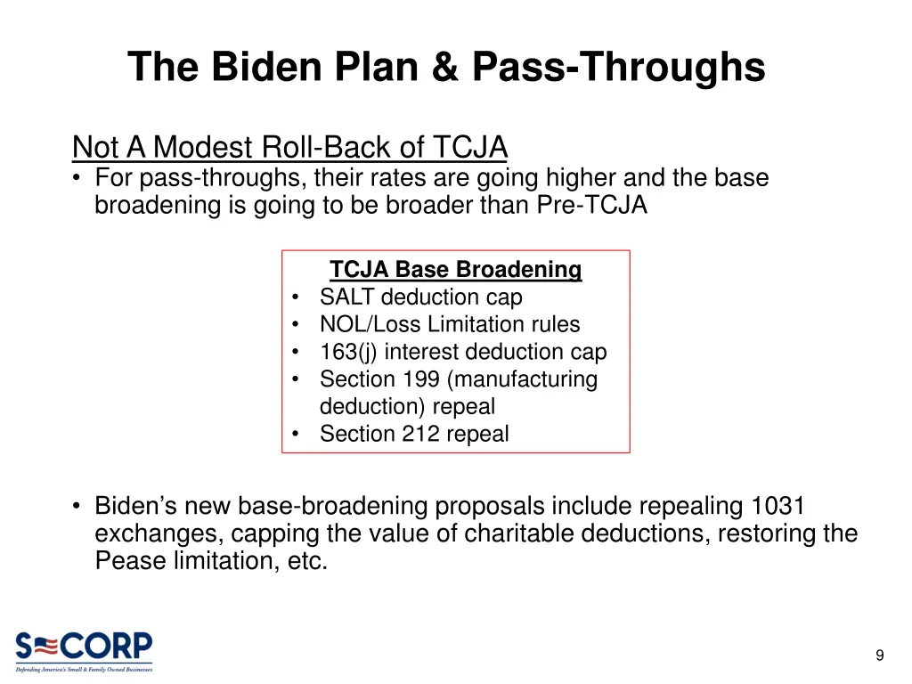 the biden plan pass throughs 7