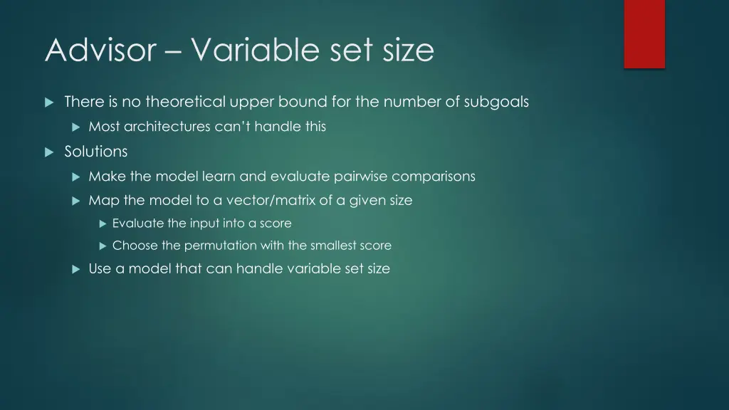 advisor variable set size