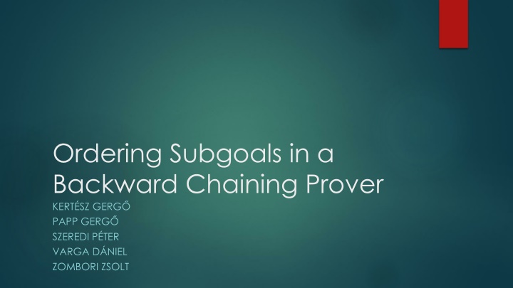 ordering subgoals in a backward chaining prover