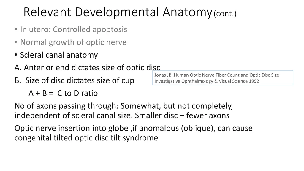 relevant developmental anatomy cont in utero