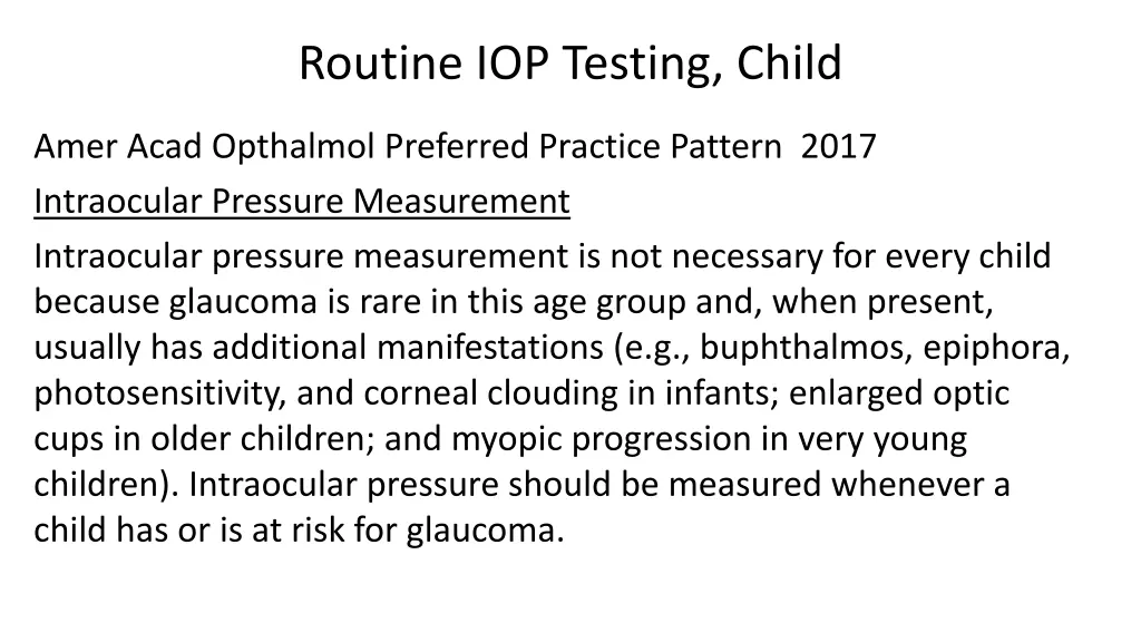 routine iop testing child