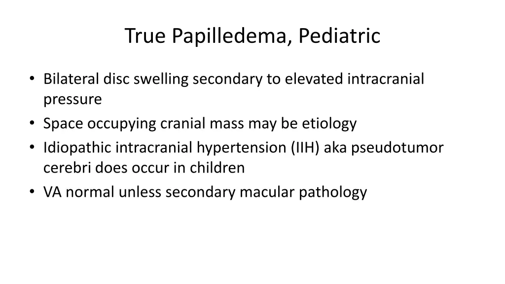 true papilledema pediatric