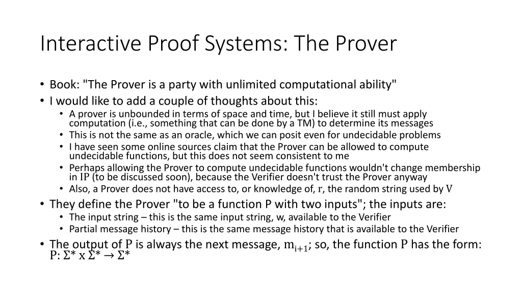 interactive proof systems the prover