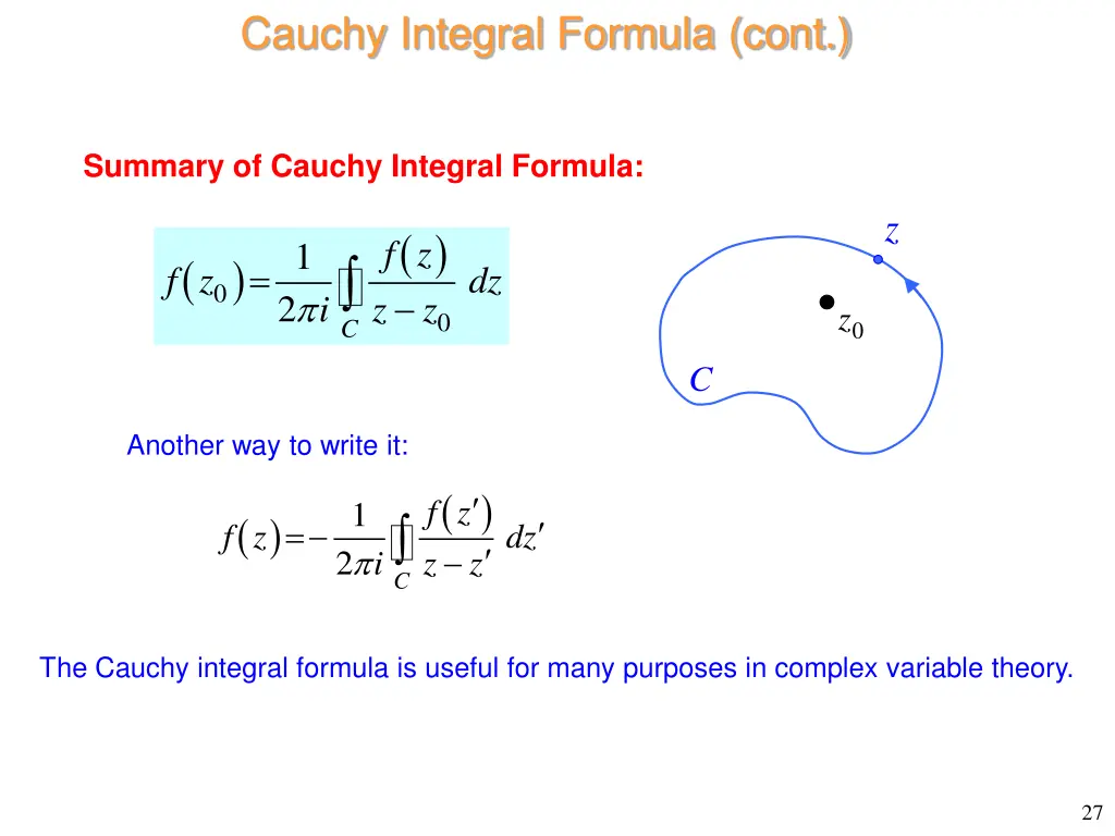 cauchy integral formula cont 1