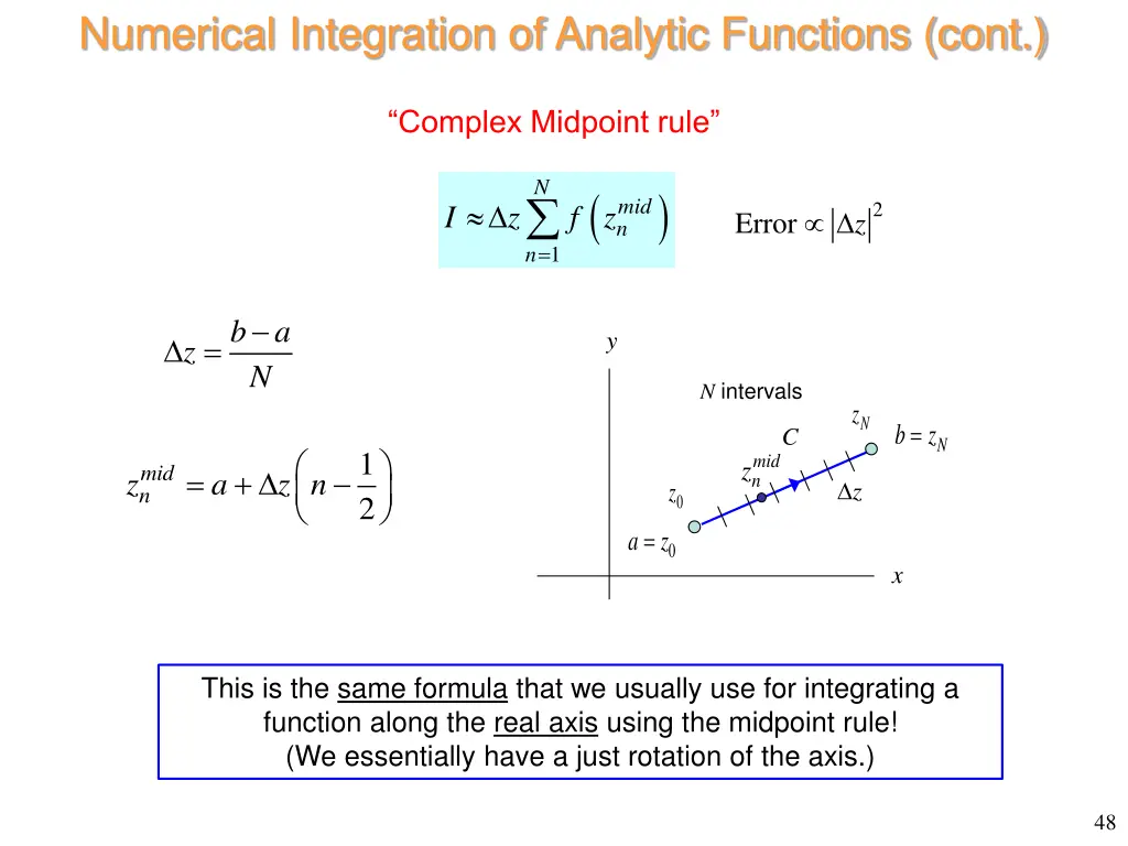 numerical integration of analytic functions cont 5