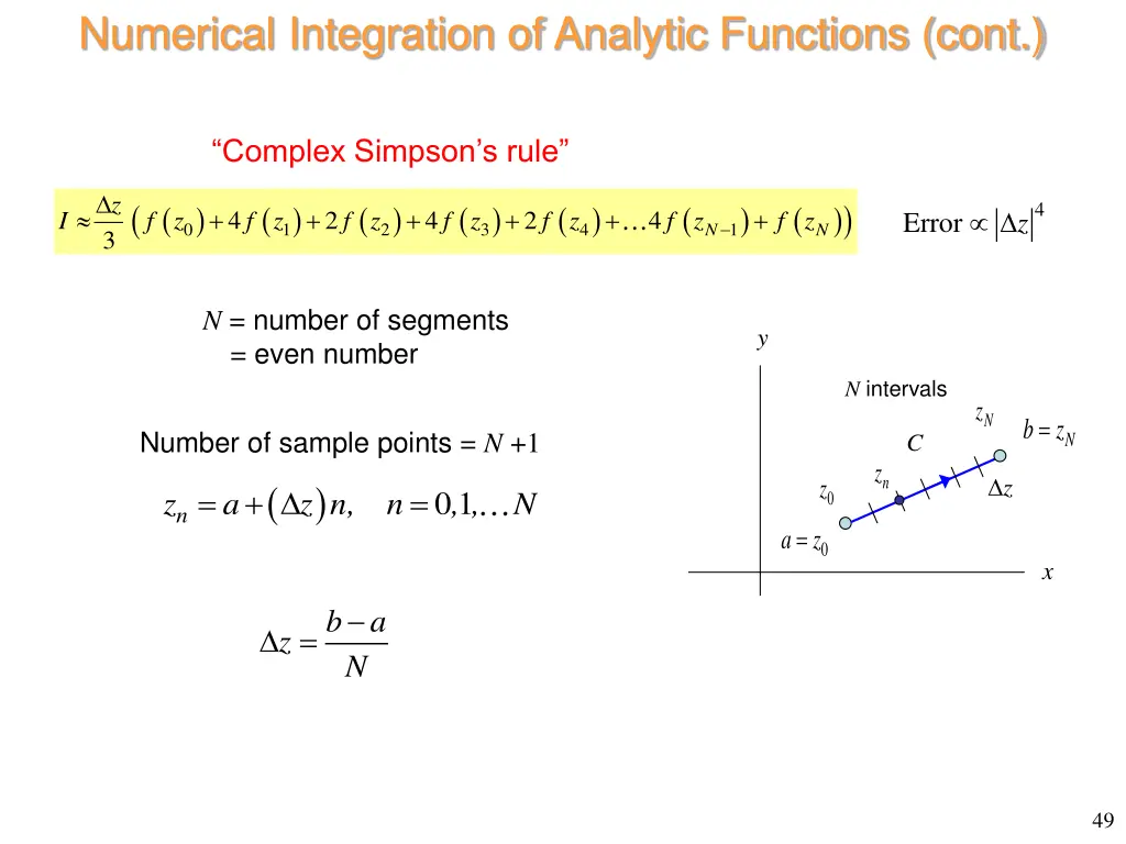 numerical integration of analytic functions cont 6