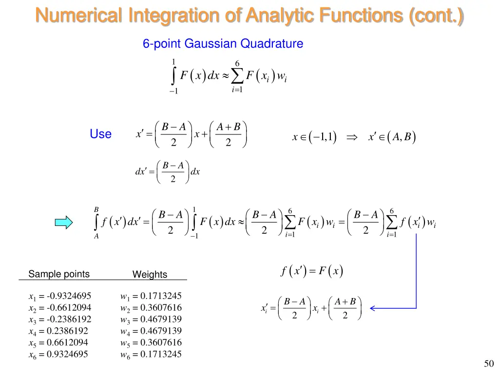 numerical integration of analytic functions cont 7