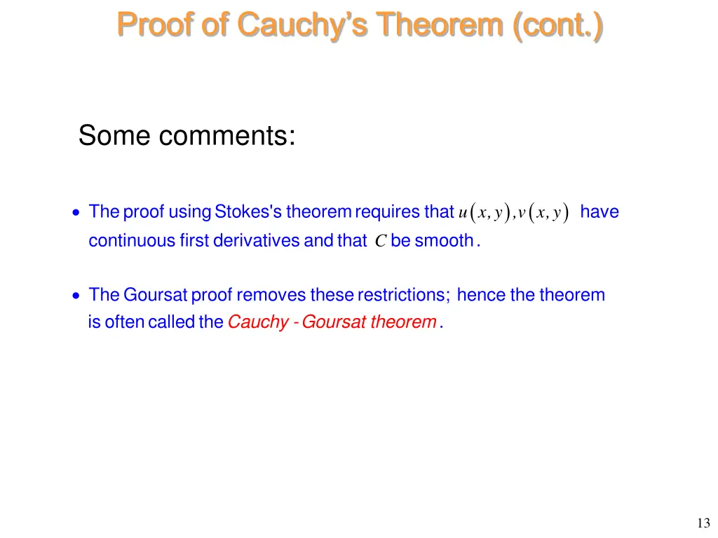 proof of cauchy s theorem cont