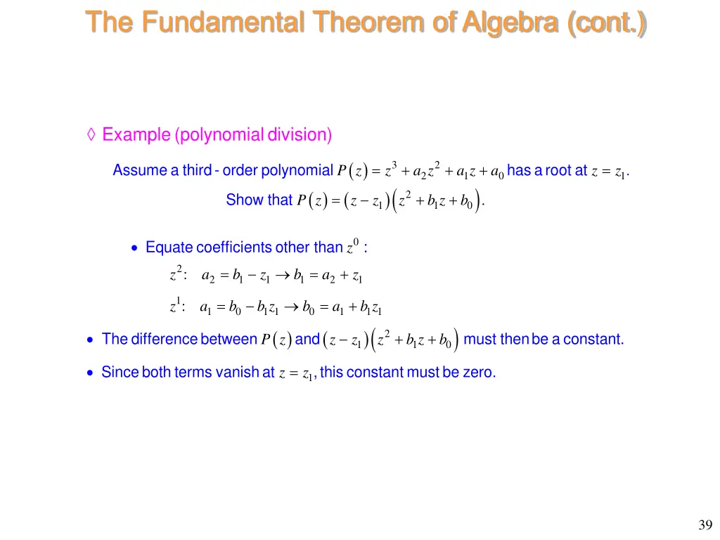 the fundamental theorem of algebra cont 1