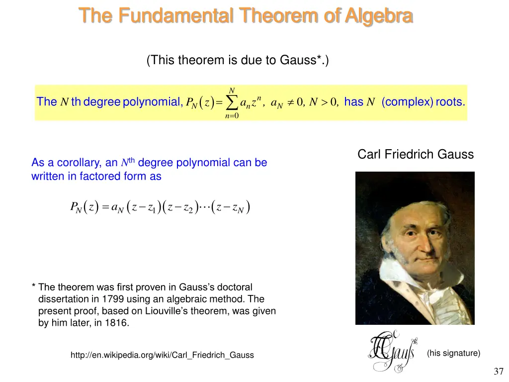 the fundamental theorem of algebra