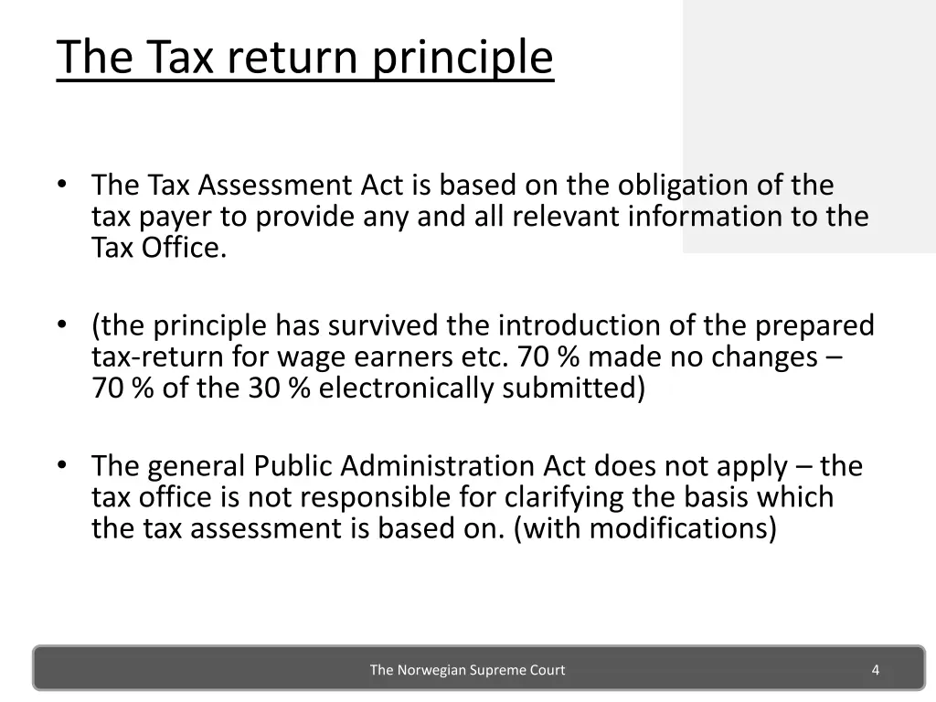the tax return principle