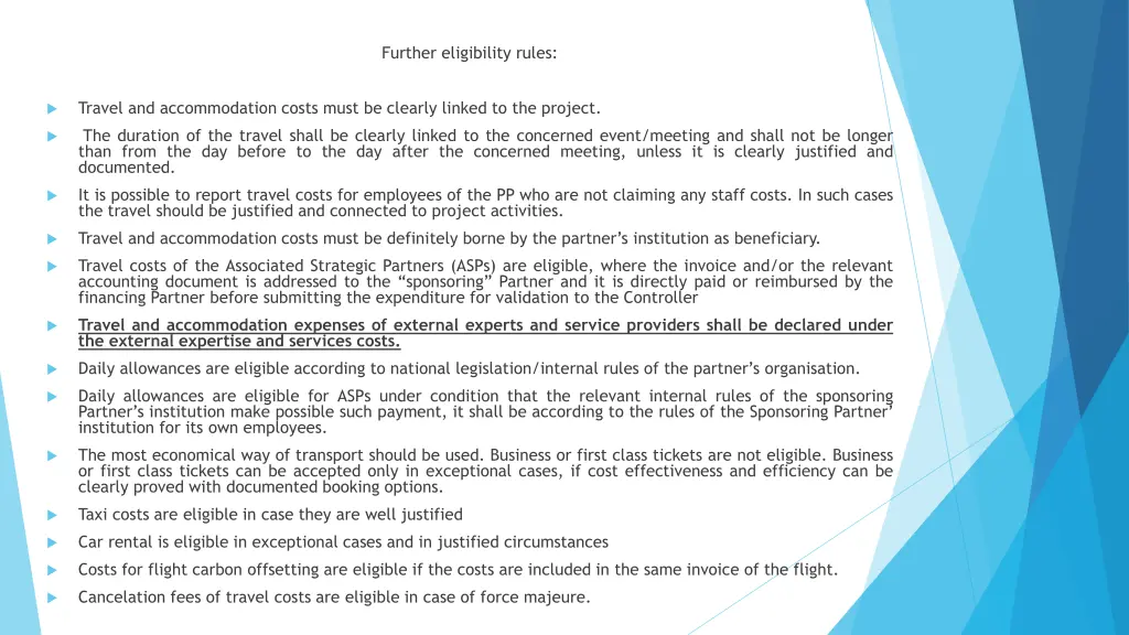 further eligibility rules