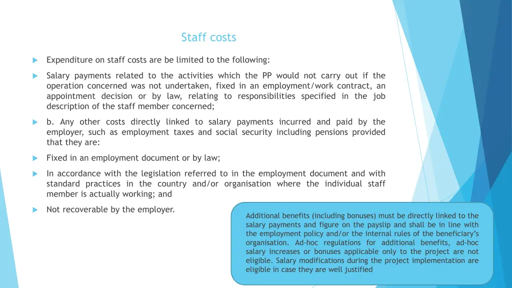 staff costs