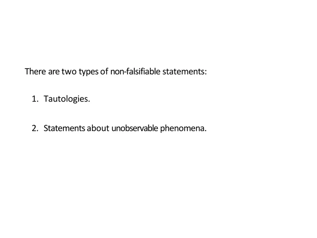there are two types of non falsifiable statements