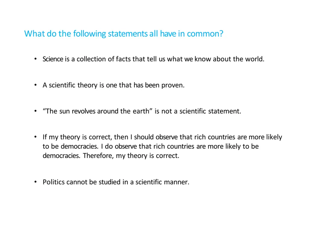 what do the following statements all have