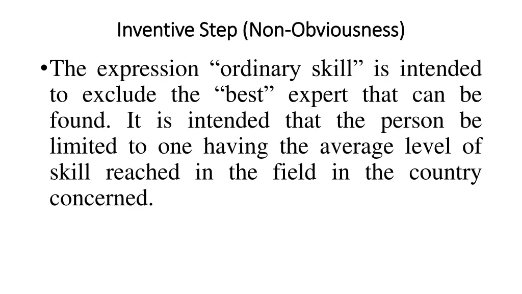 inventive step non inventive step non obviousness