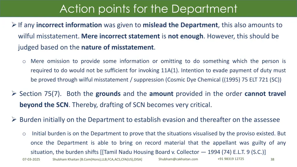 action points for the department 1