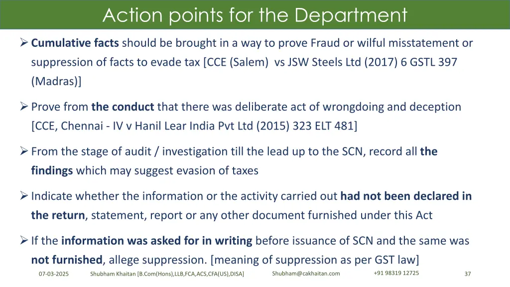 action points for the department