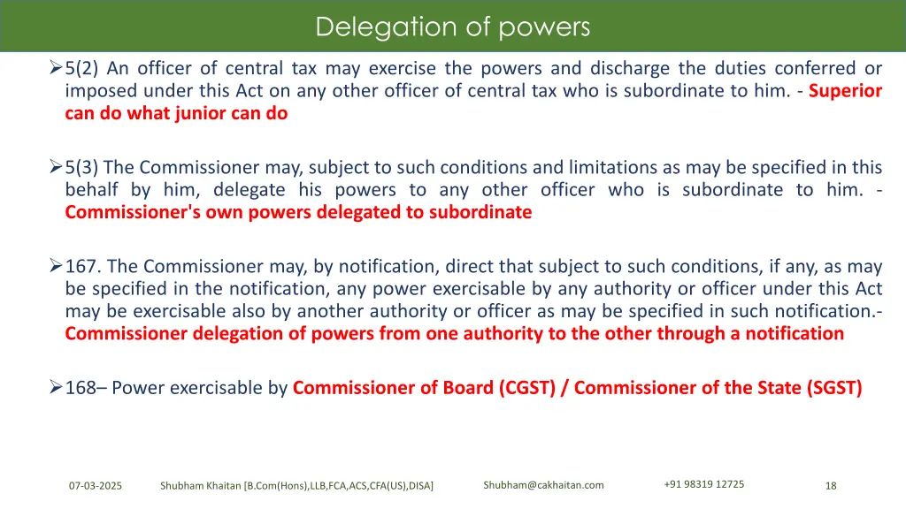 delegation of powers