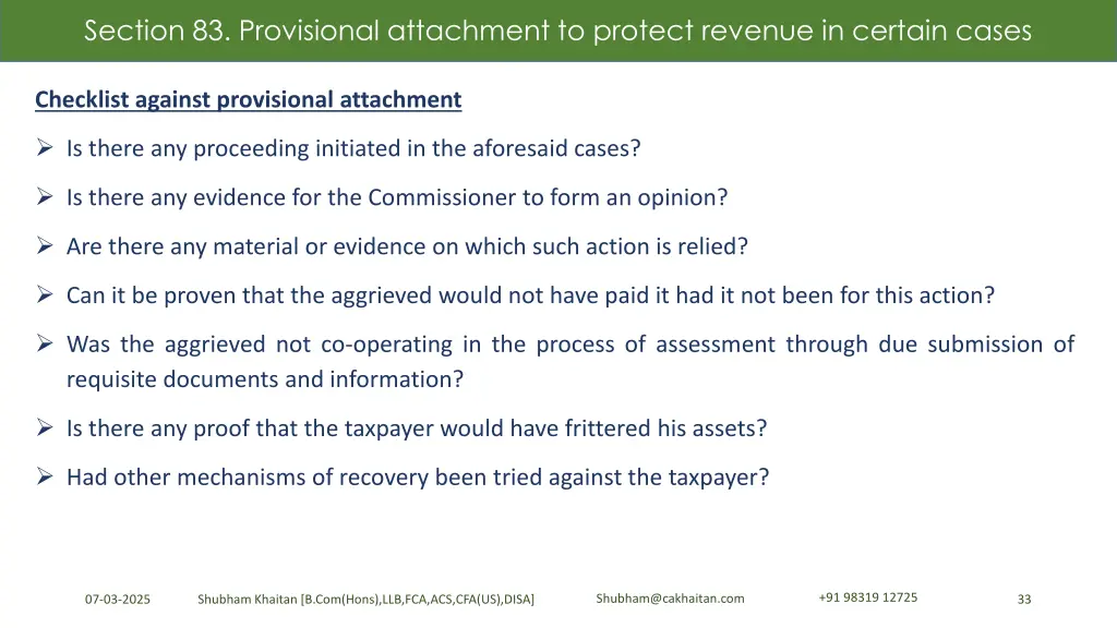section 83 provisional attachment to protect 1