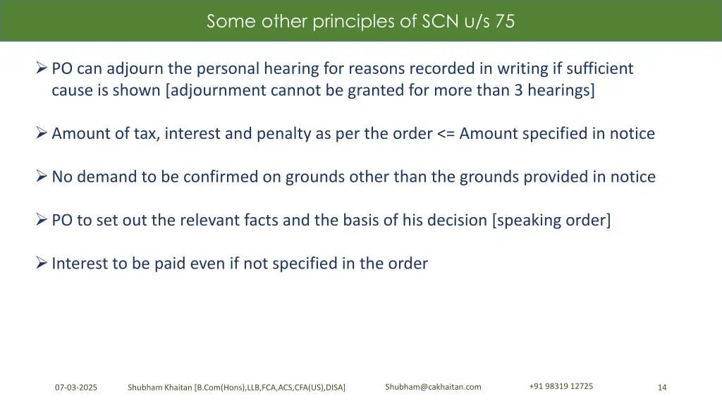 some other principles of scn u s 75