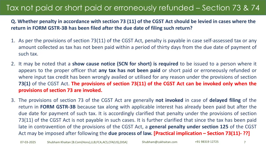 tax not paid or short paid or erroneously 5