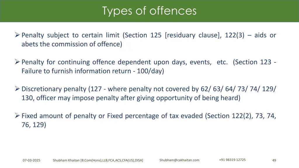 types of offences