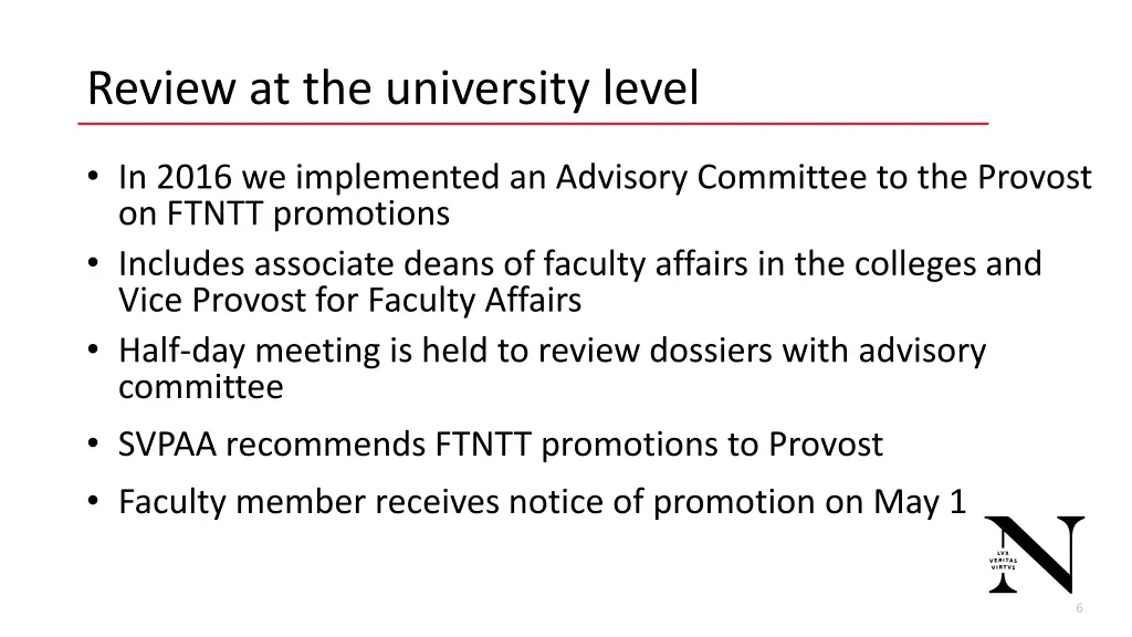 review at the university level