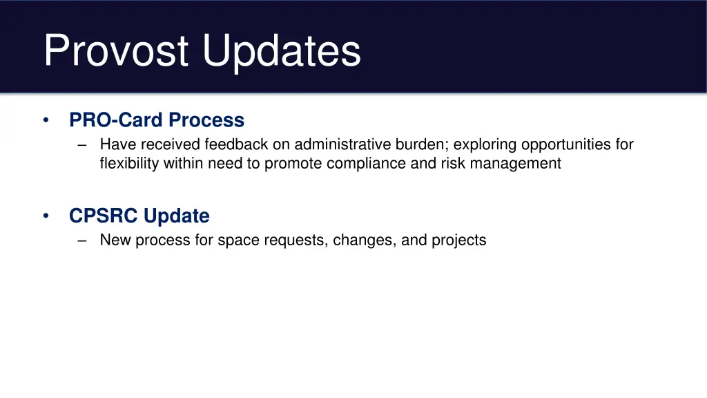 provost updates 3