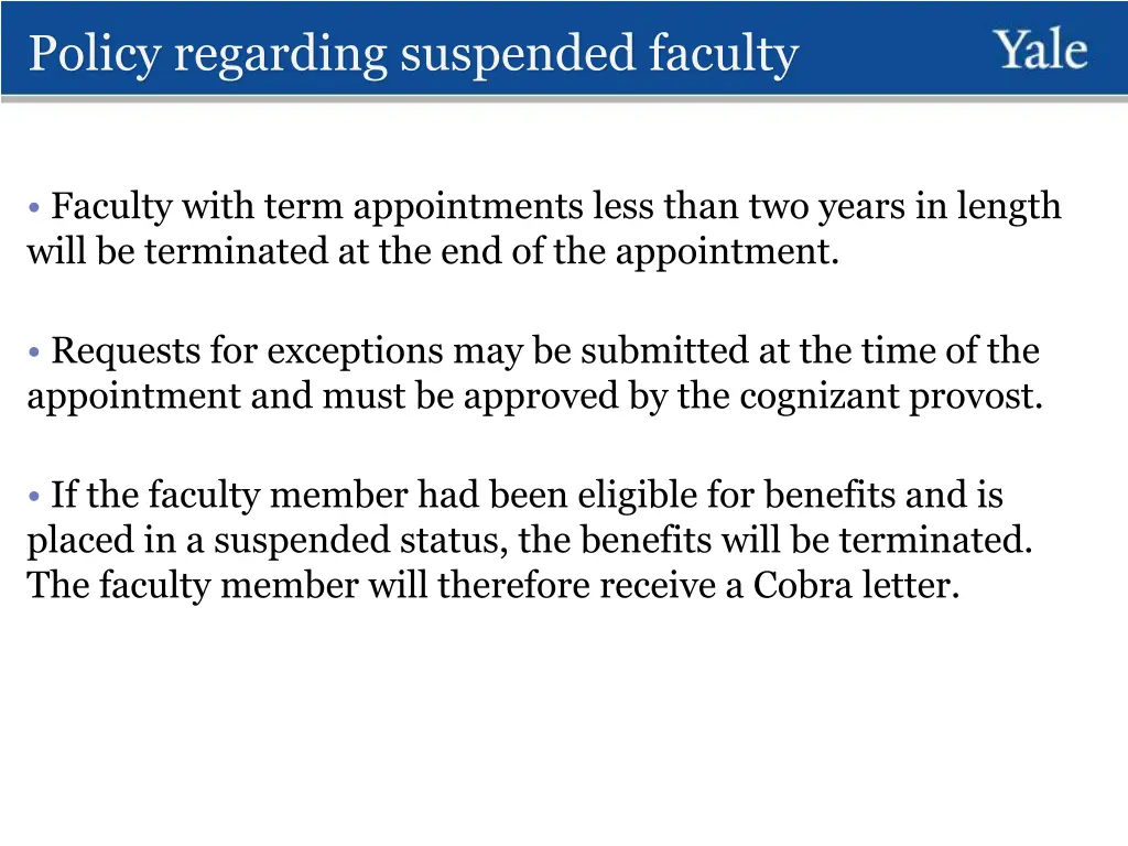 policy regarding suspended faculty
