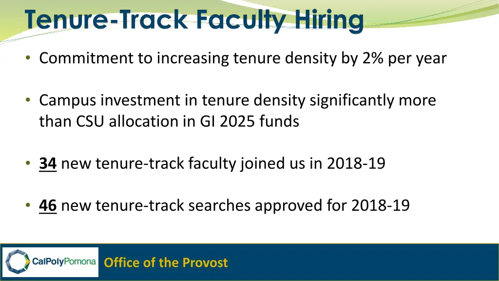 commitment to increasing tenure density