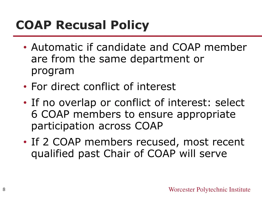 coap recusal policy