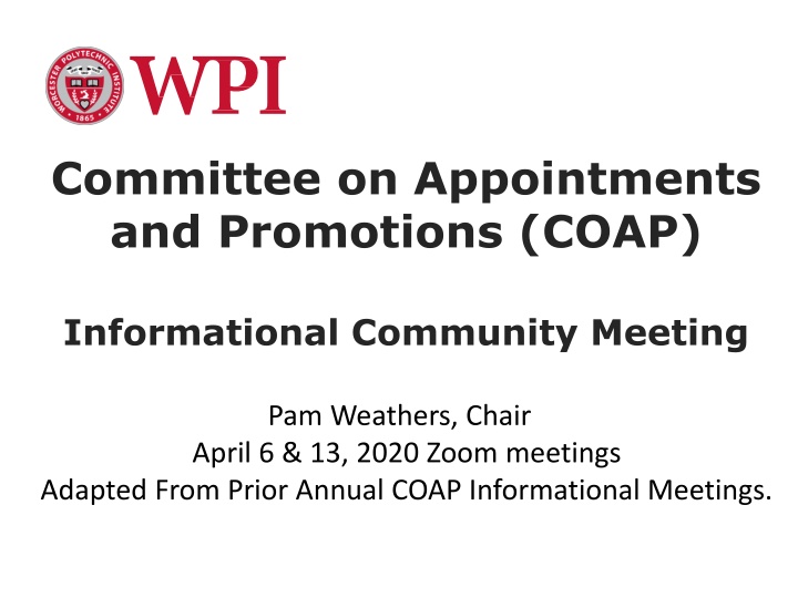committee on appointments and promotions coap