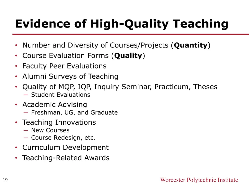 evidence of high quality teaching