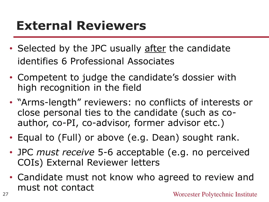 external reviewers