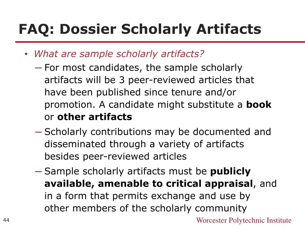 faq dossier scholarly artifacts
