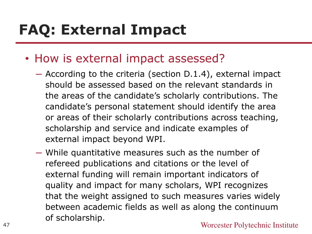 faq external impact